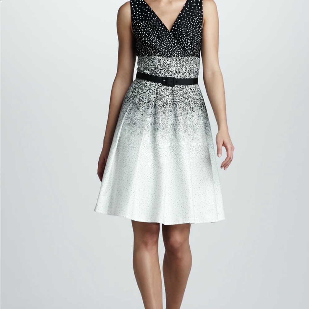 Kay Unger Black dotted cocktail dress